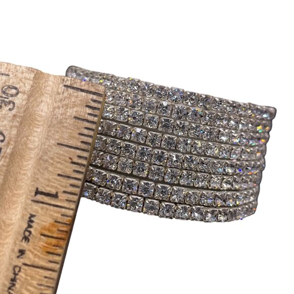 Crystal Wrap Bangle Bracelet Silver Tone Wedding Party/cocktail Date Night - Picture 5 of 5